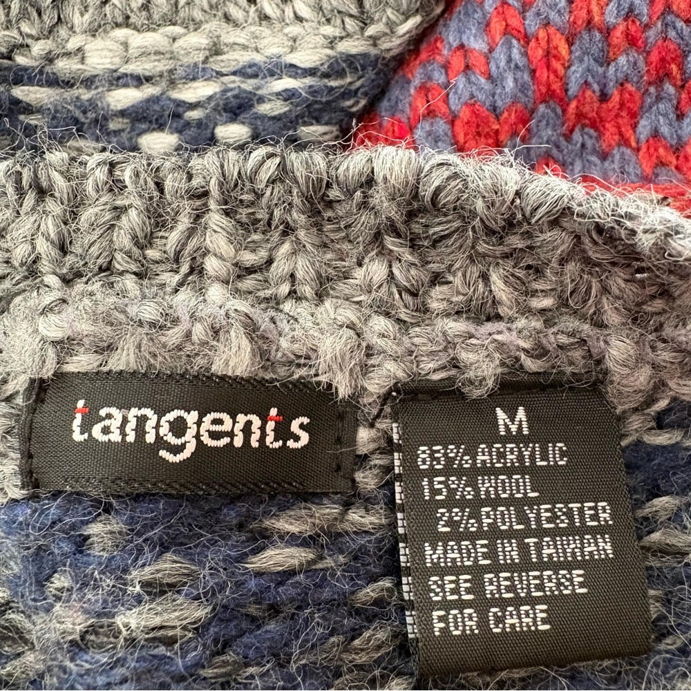 Tangents Red and Blue Patterned Zip-Up Sweater - Picture 7 of 7